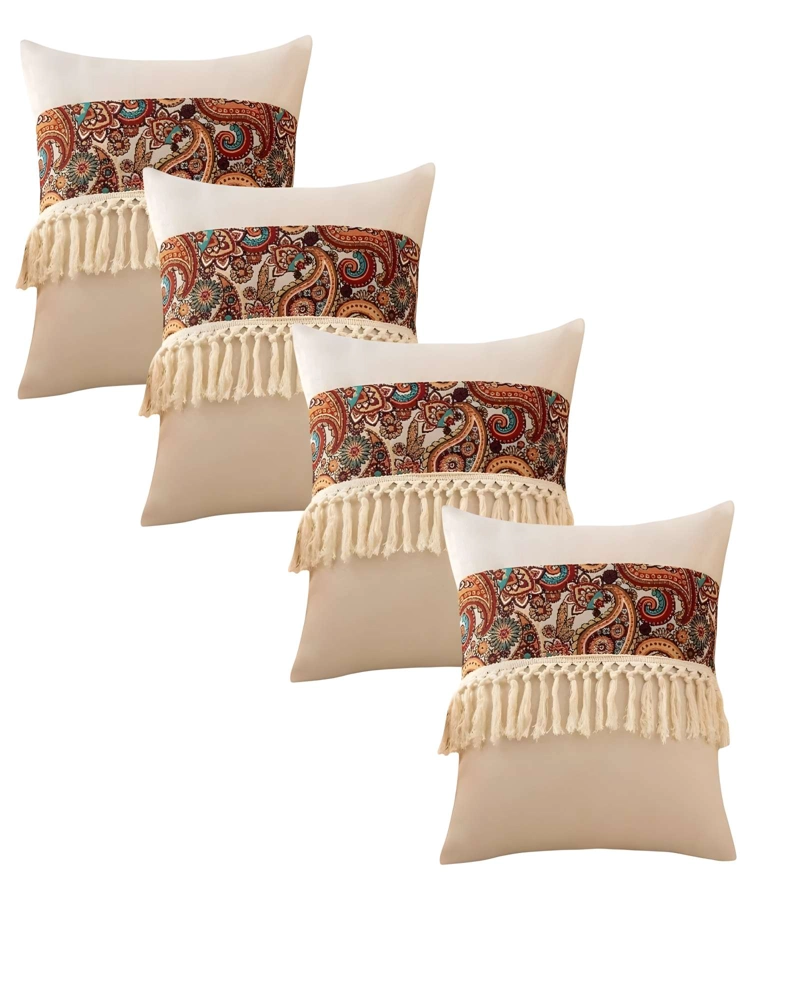 PACK DE 4 FUNDAS DE COJIN LINO MANDALA 45X45 BEIGE 01 - 1