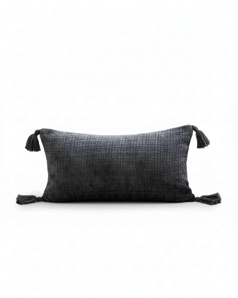 PACK DE 4 FUNDAS DE COJIN CHENILLE CON BORLAS 30X50 GRIS - 2