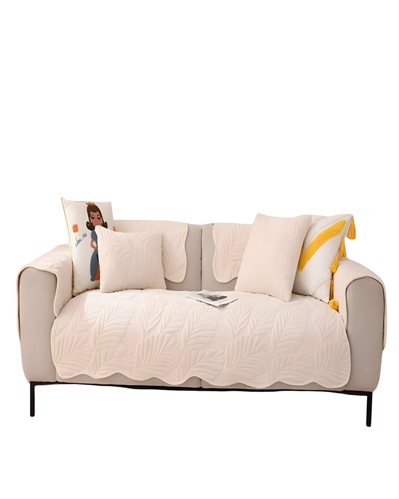 FUNDA DE SOFA DE 5 PIEZAS CON RELIEVE BLANCO - 1
