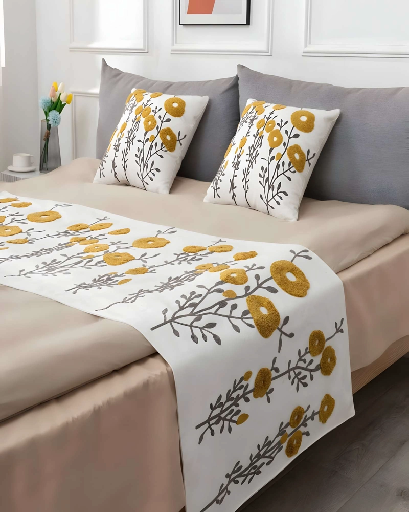 SET DE PIECERA BORDADA CON DOS FUNDAS BLANCO 02 - 4