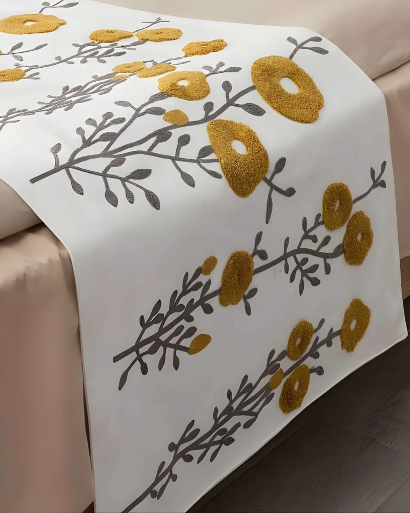 SET DE PIECERA BORDADA CON DOS FUNDAS BLANCO 02 - 5