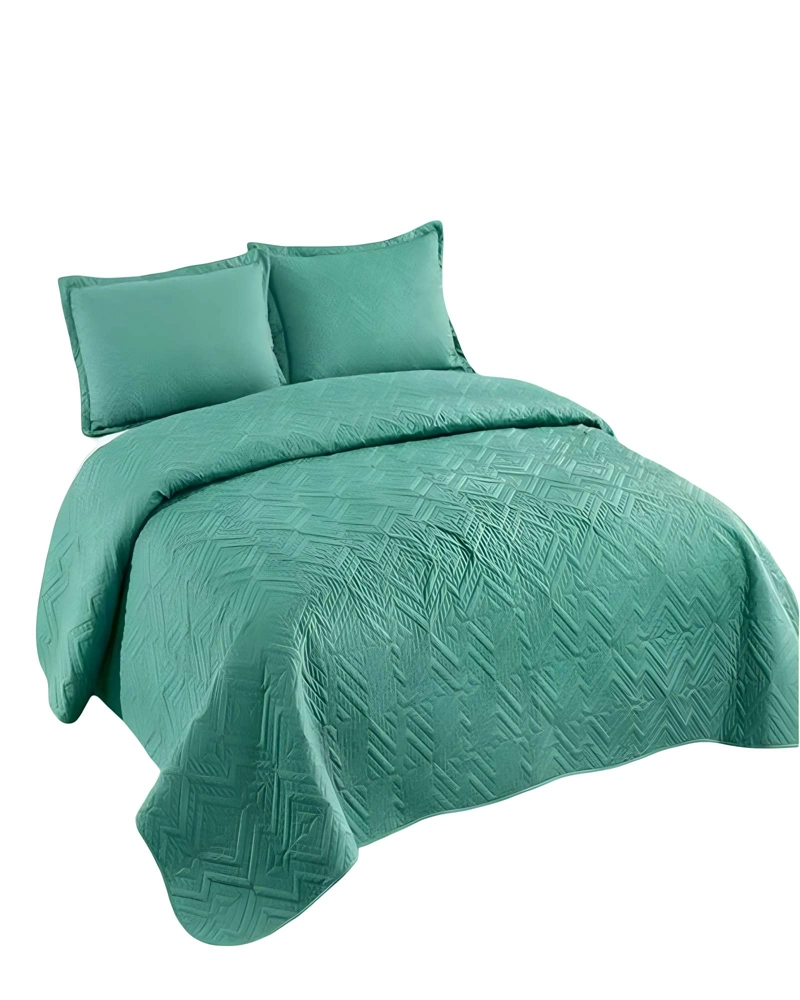 QUILT CUBRECAMA DE VERANO CON COLORES LISOS 2 PLAZAS TURQUESA O - 1