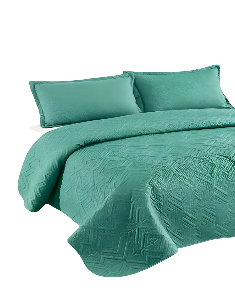 QUILT CUBRECAMA DE VERANO CON COLORES LISOS 2 PLAZAS TURQUESA O - 2