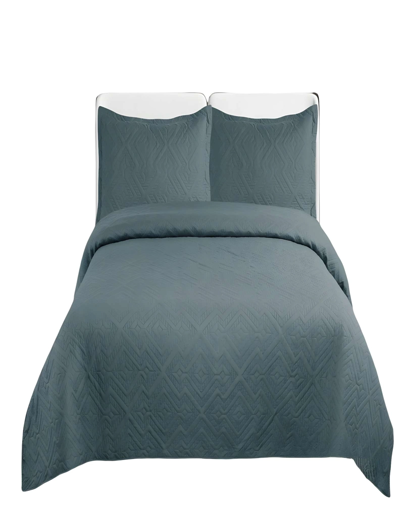 QUILT CUBRECAMA DE VERANO CON COLORES LISOS 2 PLAZAS GRIS OSCURO - 1