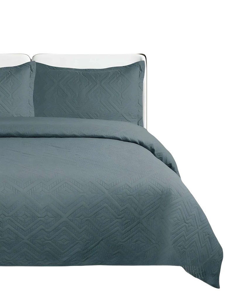 QUILT CUBRECAMA DE VERANO CON COLORES LISOS 2 PLAZAS GRIS OSCURO - 2
