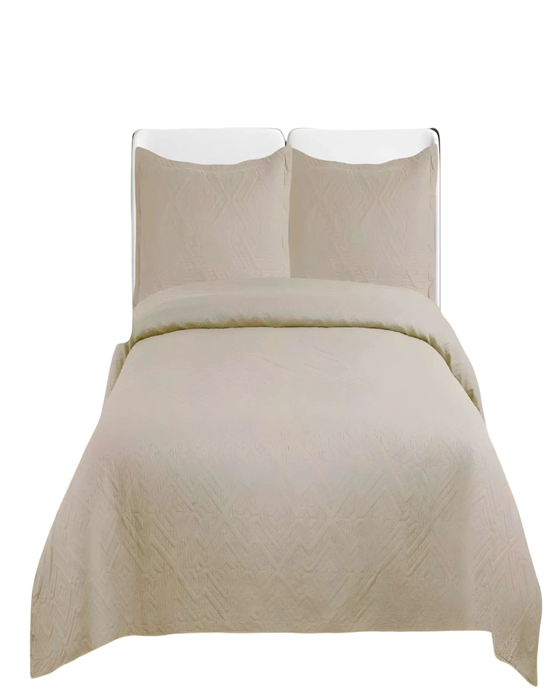 QUILT CUBRECAMA DE VERANO CON COLORES LISOS 2 PLAZAS CAFE - 1