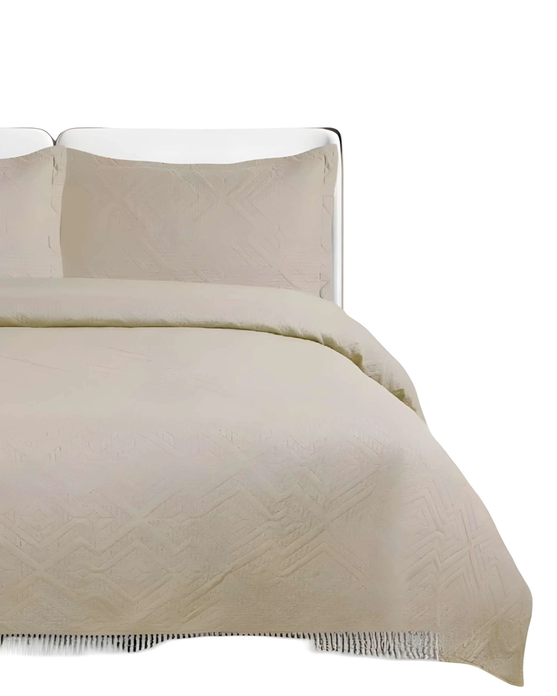 QUILT CUBRECAMA DE VERANO CON COLORES LISOS 2 PLAZAS CAFE - 2