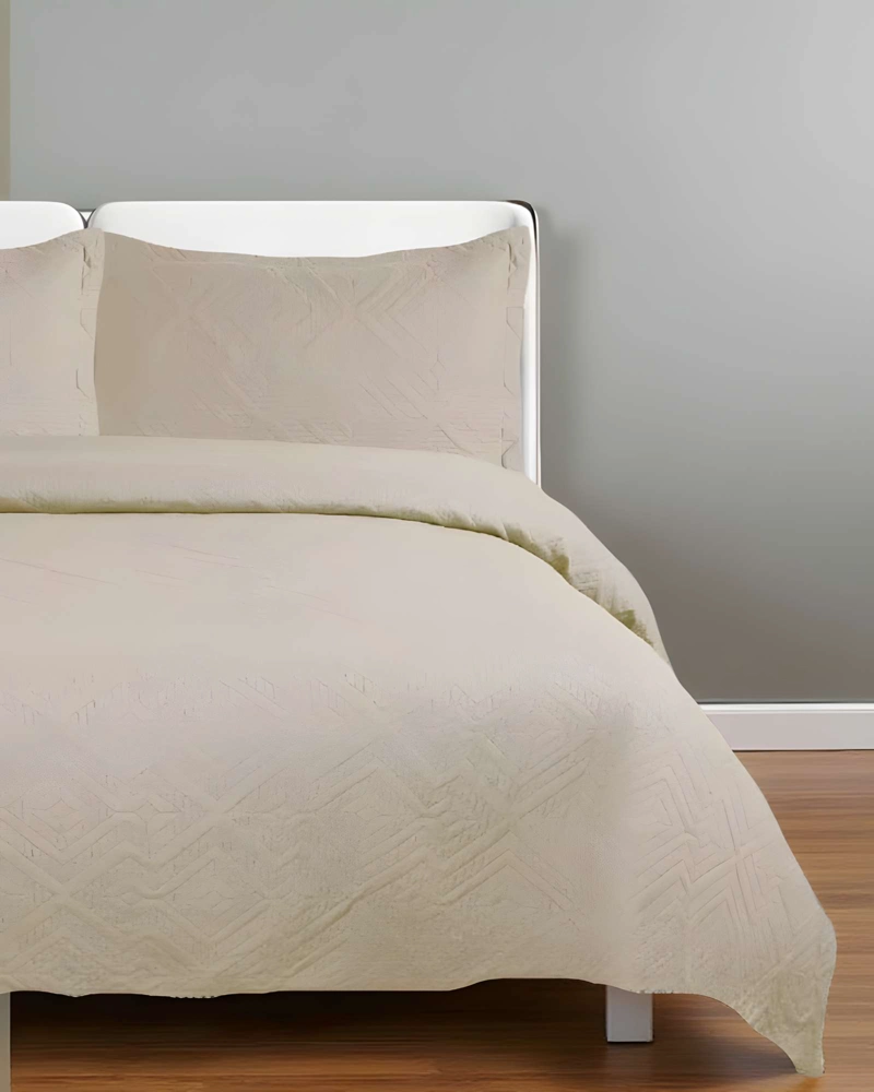 QUILT CUBRECAMA DE VERANO CON COLORES LISOS 2 PLAZAS CAFE - 3
