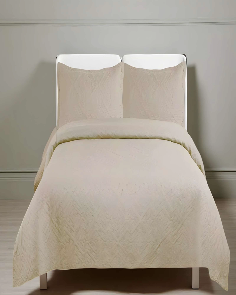 QUILT CUBRECAMA DE VERANO CON COLORES LISOS 2 PLAZAS CAFE - 4