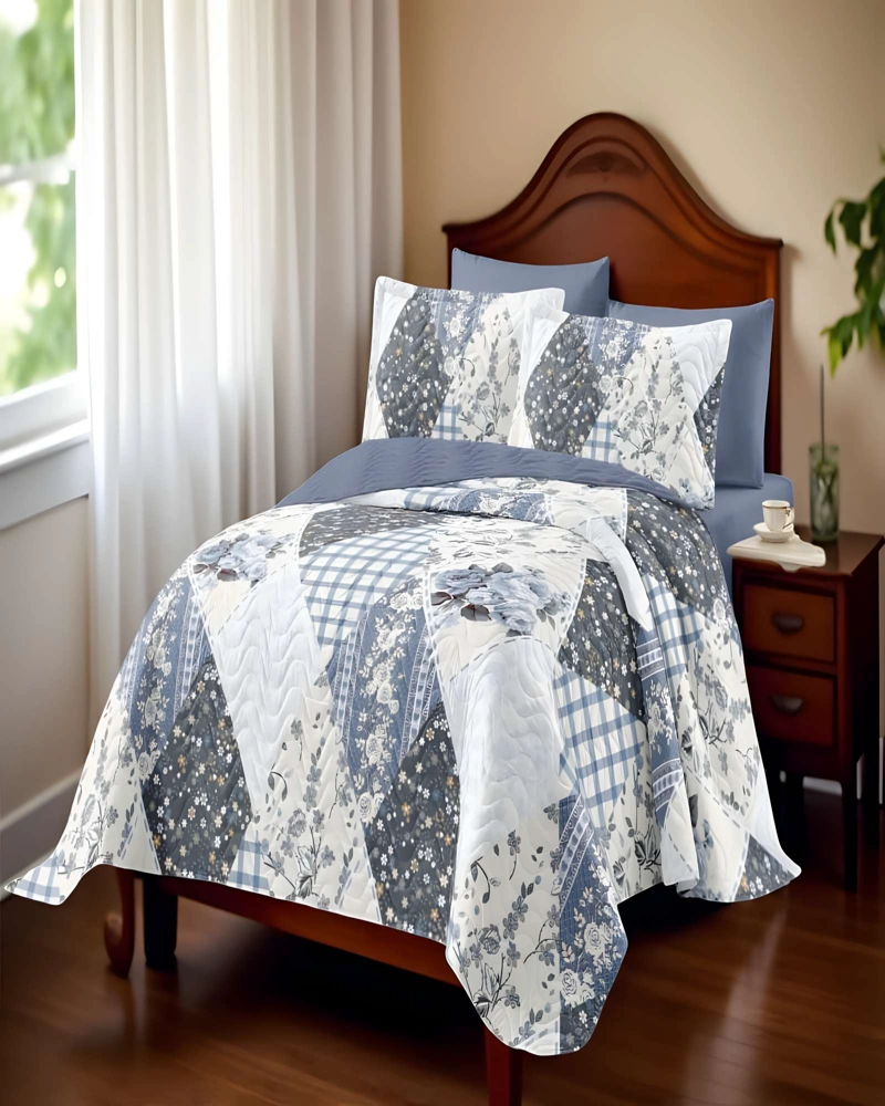 QUILT CUBRECAMA DE VERANO 2 PLAZAS AZUL 01 - 4