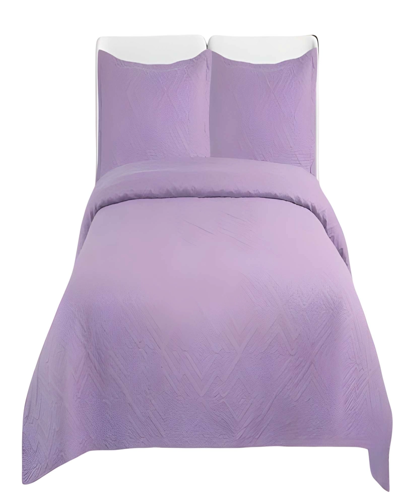 QUILT CUBRECAMA DE VERANO CON COLORES LISOS 2 PLAZAS LILA - 1
