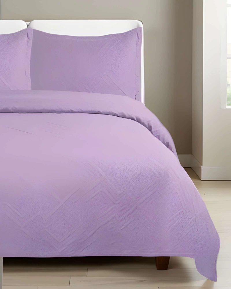 QUILT CUBRECAMA DE VERANO CON COLORES LISOS 2 PLAZAS LILA - 3