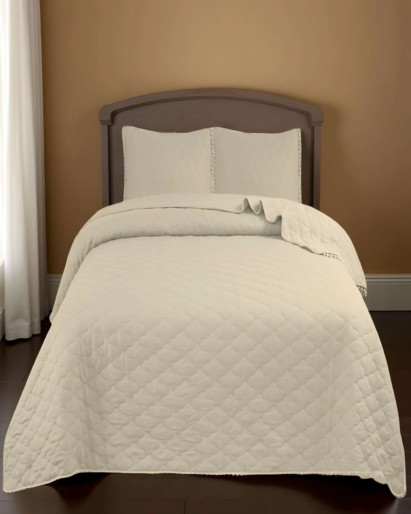 QUILT CUBRECAMA DE VERANO CON POMPONES KING BEIGE - 4