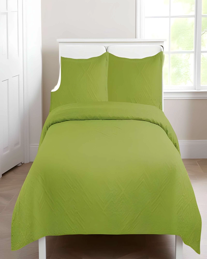 QUILT CUBRECAMA DE VERANO CON COLORES LISOS 2 PLAZAS VERDE - 4