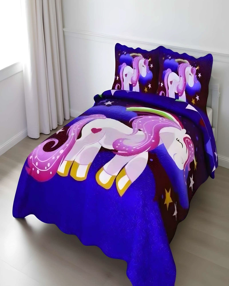 QUILT CUBRECAMA DE VERANO PLAZA Y MEDIA INFANTIL MORADO - 3