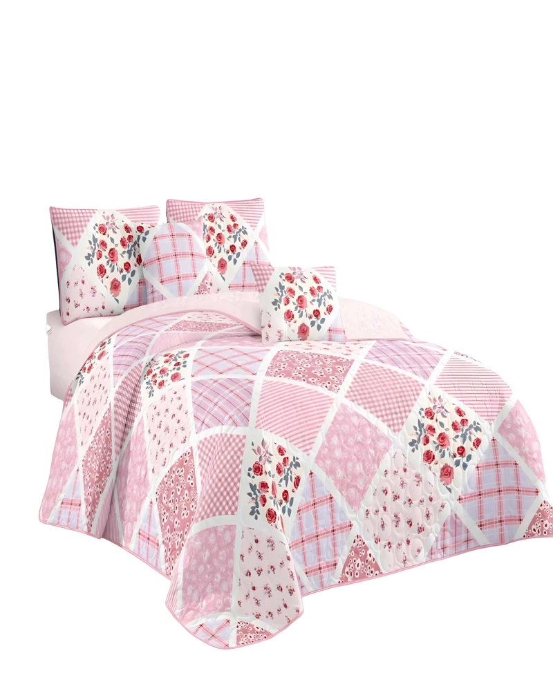QUILT CUBRECAMA DE VERANO KING ROSA 01 - 1