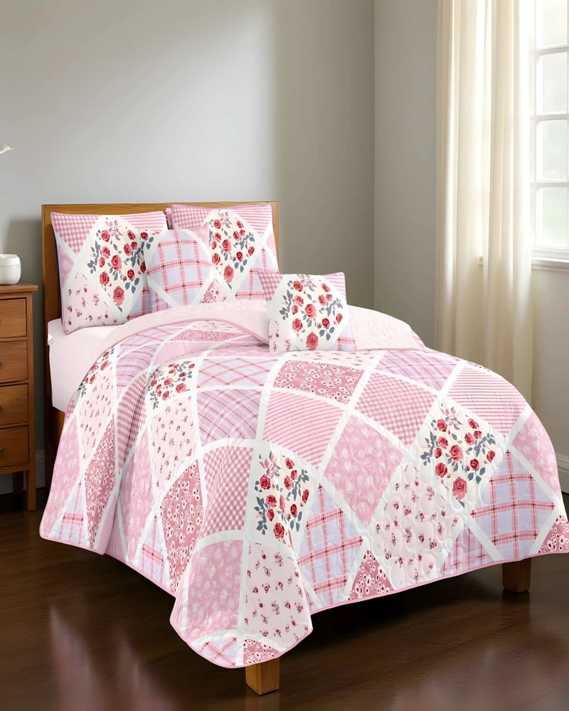 QUILT CUBRECAMA DE VERANO KING ROSA 01 - 3