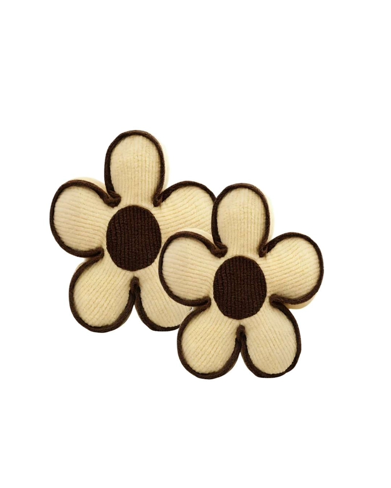 PACK DE COJIN DECORATIVO EN FORMA DE FLOR COLOR BEIGE CON BORDE MARRON - 1