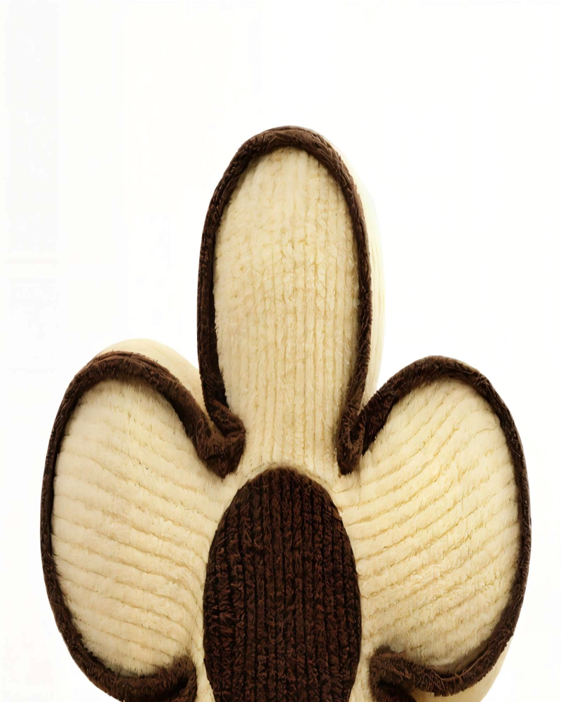 PACK DE COJIN DECORATIVO EN FORMA DE FLOR COLOR BEIGE CON BORDE MARRON - 2