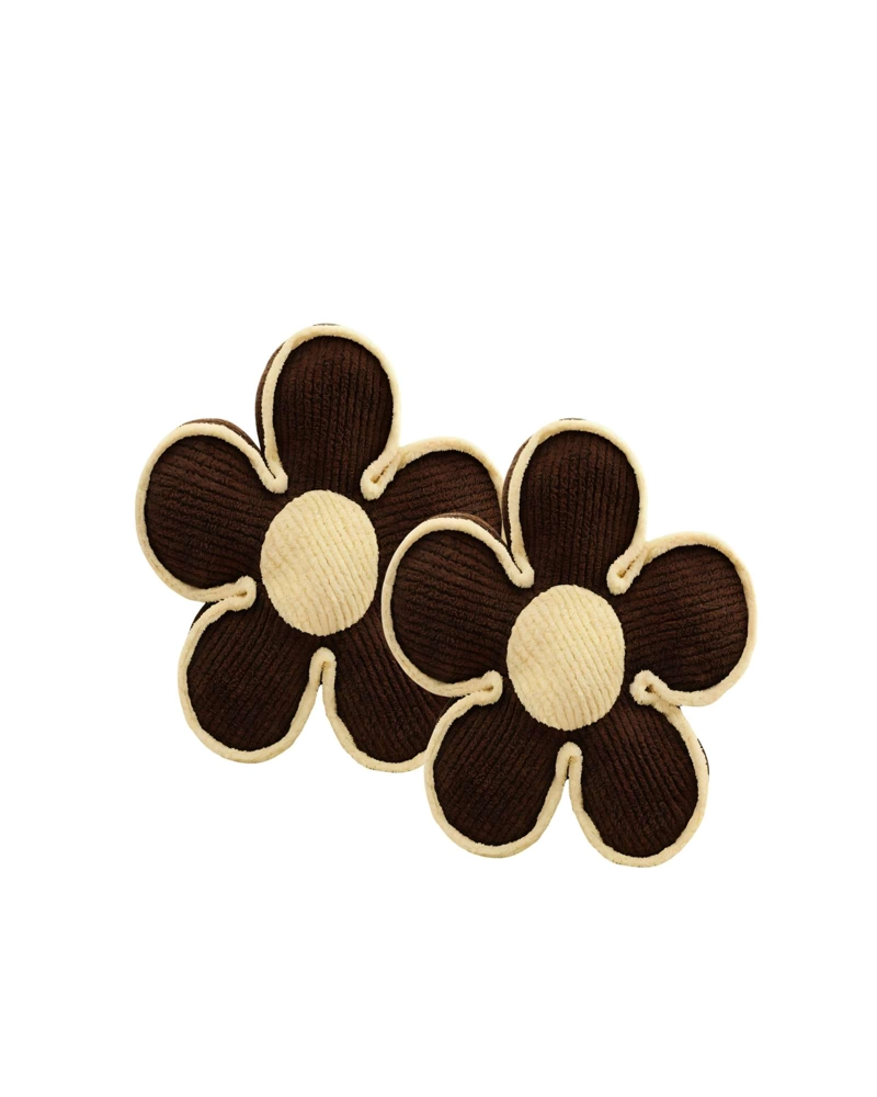 PACK DE COJIN DECORATIVO EN FORMA DE FLOR COLOR MARRON CON BORDE BEIGE - 1