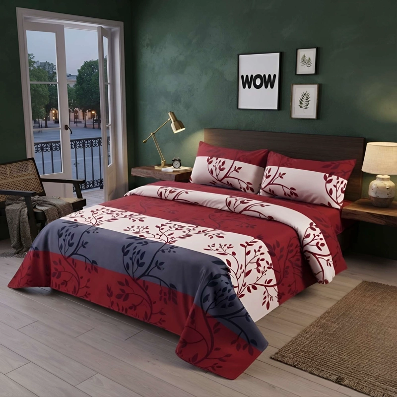 SET DE SABANAS SUAVES SUPER-KING ROJO - 1