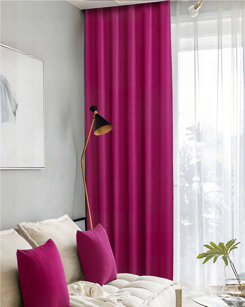 CORTINA ENGOMADA BLACKOUT 2 PAÑOS COLOR MORADO VINO - 3