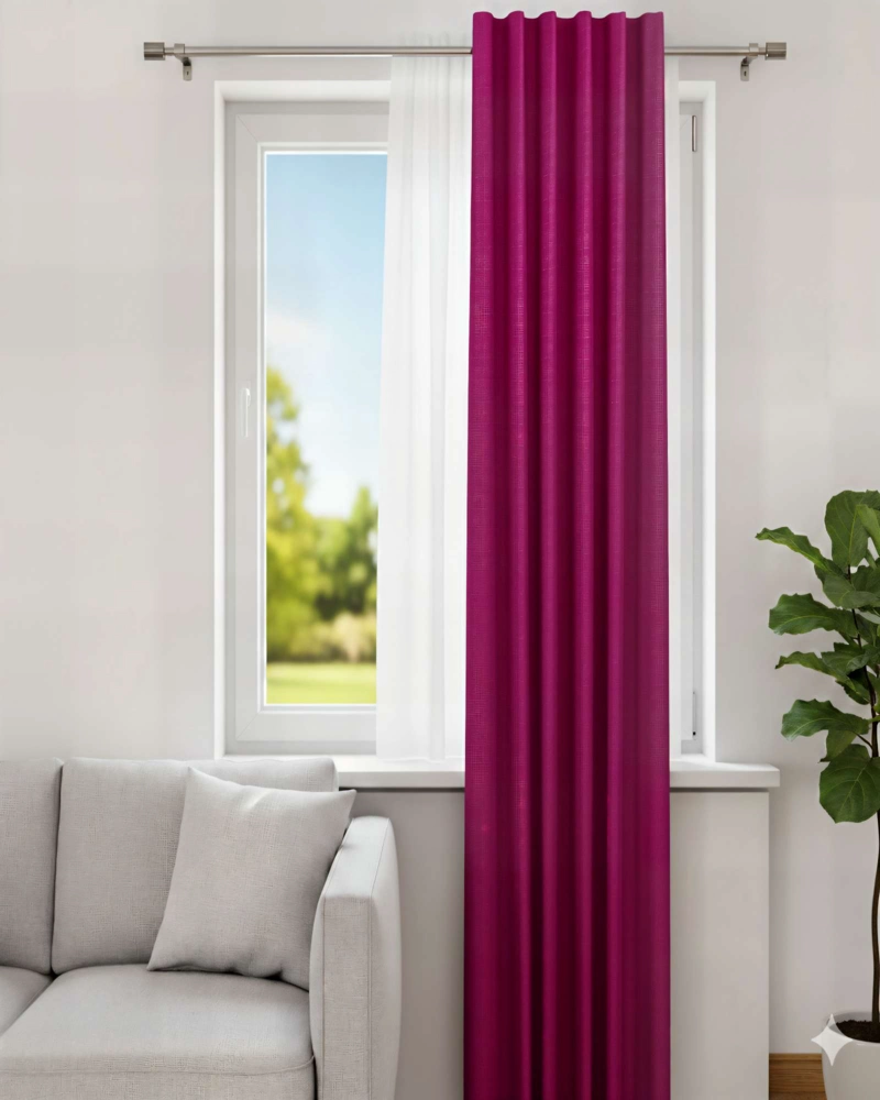 CORTINA ENGOMADA BLACKOUT 2 PAÑOS COLOR MORADO VINO - 4