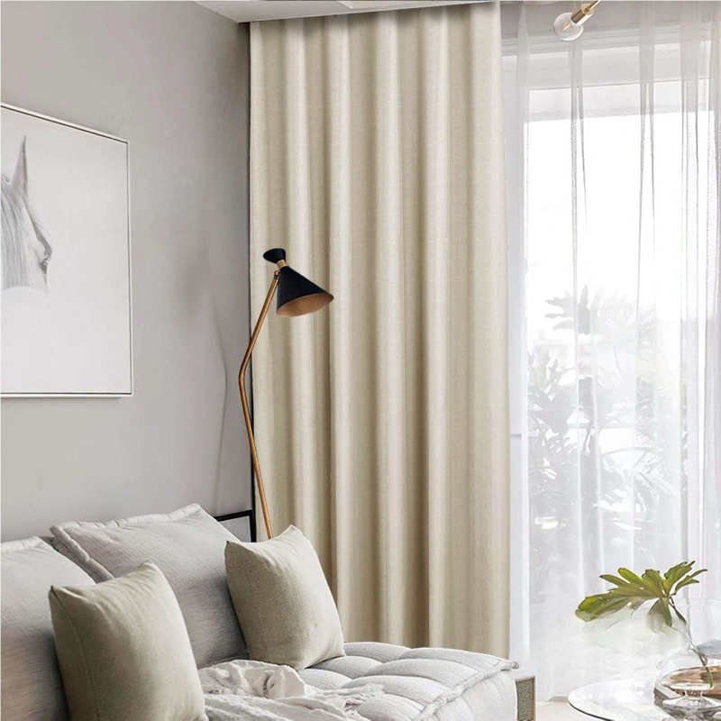 CORTINA ENGOMADA BLACKOUT 2 PAÑOS COLOR BEIGE - 1