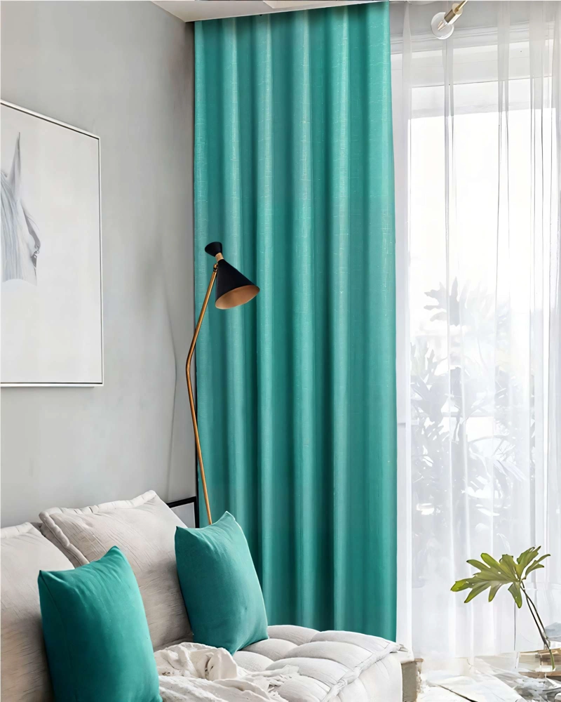 CORTINA ENGOMADA BLACKOUT 2 PAÑOS COLOR TURQUESA - 3