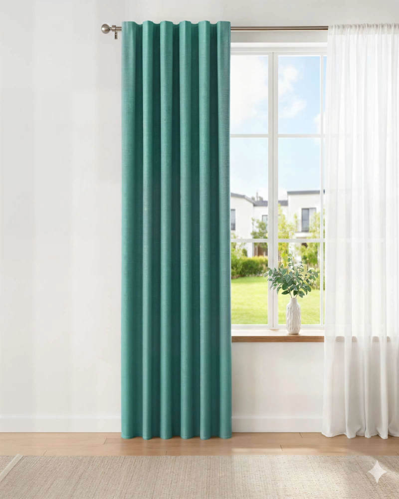 CORTINA ENGOMADA BLACKOUT 2 PAÑOS COLOR TURQUESA - 4