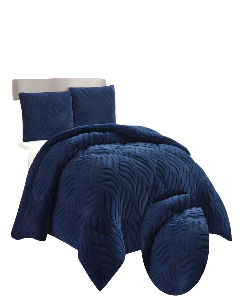 COBERTOR TEXTURIZADA DE INVIERNO DISEÑO 02 KING AZUL OSCURO - 2