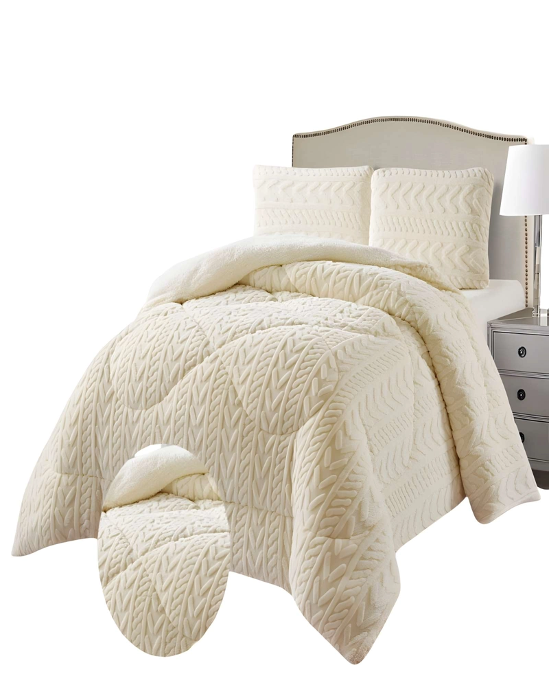 COBERTOR TEXTURIZADA DE INVIERNO DISEÑO 01 KING BEIGE - 2