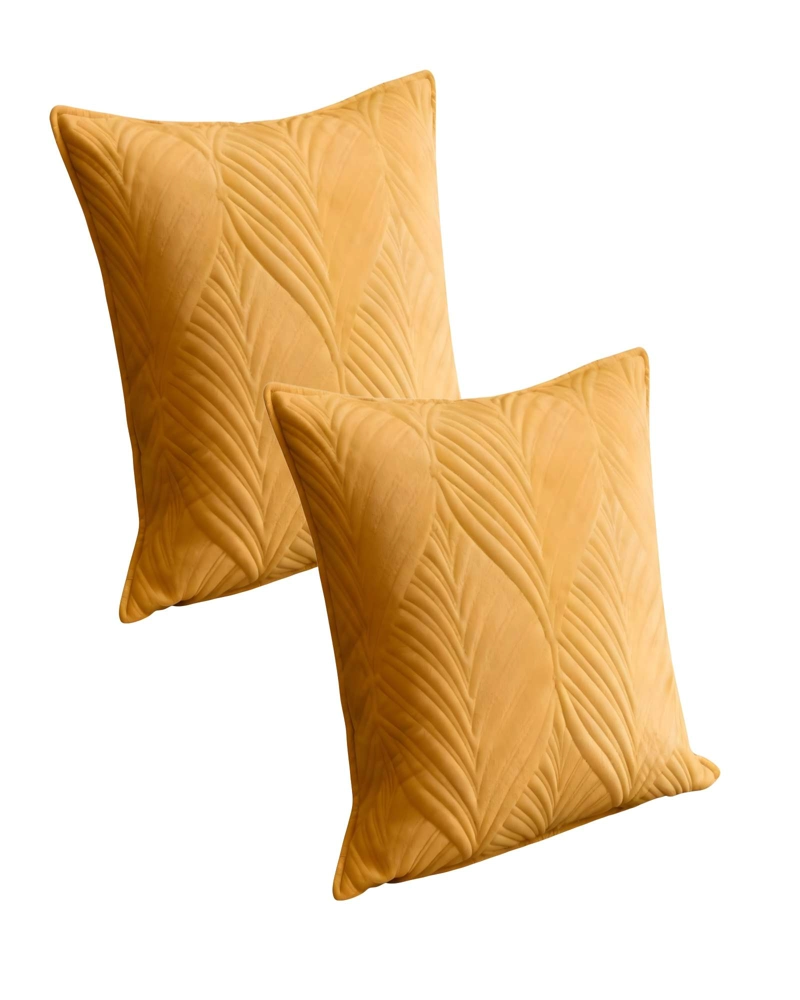 SET DE 2 FUNDAS DE COJIN SERIE HOJAS 45X45 CM AMARILLO - 1