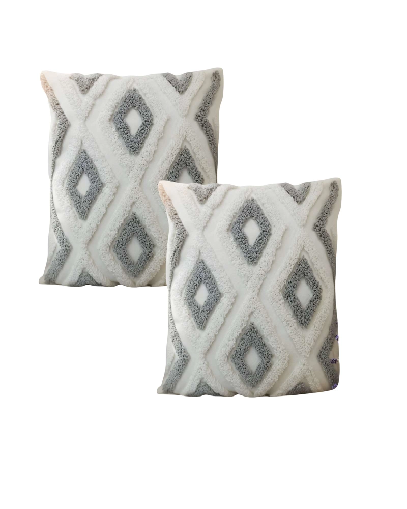 SET DE 2 FUNDAS DE COJIN TUFTING 45X45 CM BLANCO 04 - 1