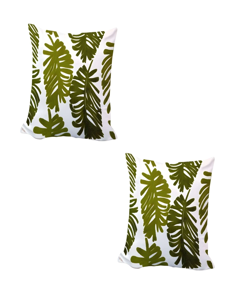 SET DE 2 FUNDAS DE COJIN BORDADAS 45X45CM BLANCO 16 - 1