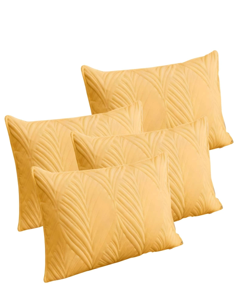 SET DE 4 FUNDAS DE COJIN SERIE HOJAS 30X50 CM AMARILLO - 1