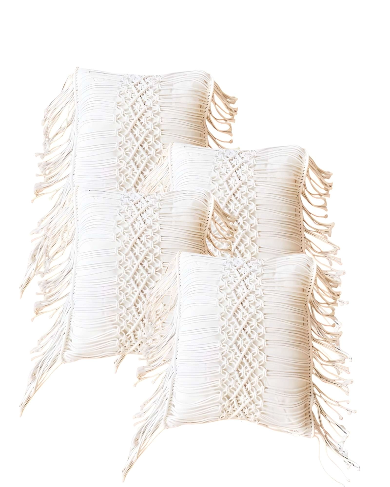 SET DE 4 FUNDAS DE COJIN CON ESTILO BOHEMIO 45X45CM BEIGE 01 - 1
