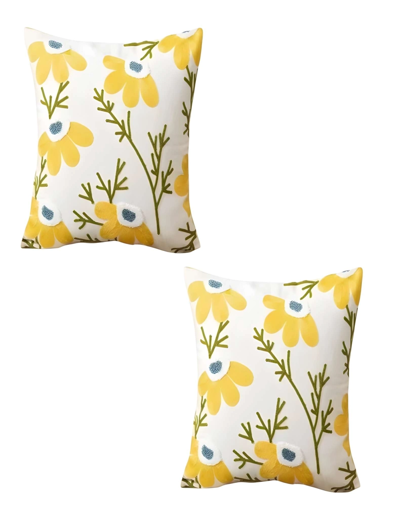 SET DE 2 FUNDAS DE COJIN BORDADAS 45X45CM BLANCO 06 - 1