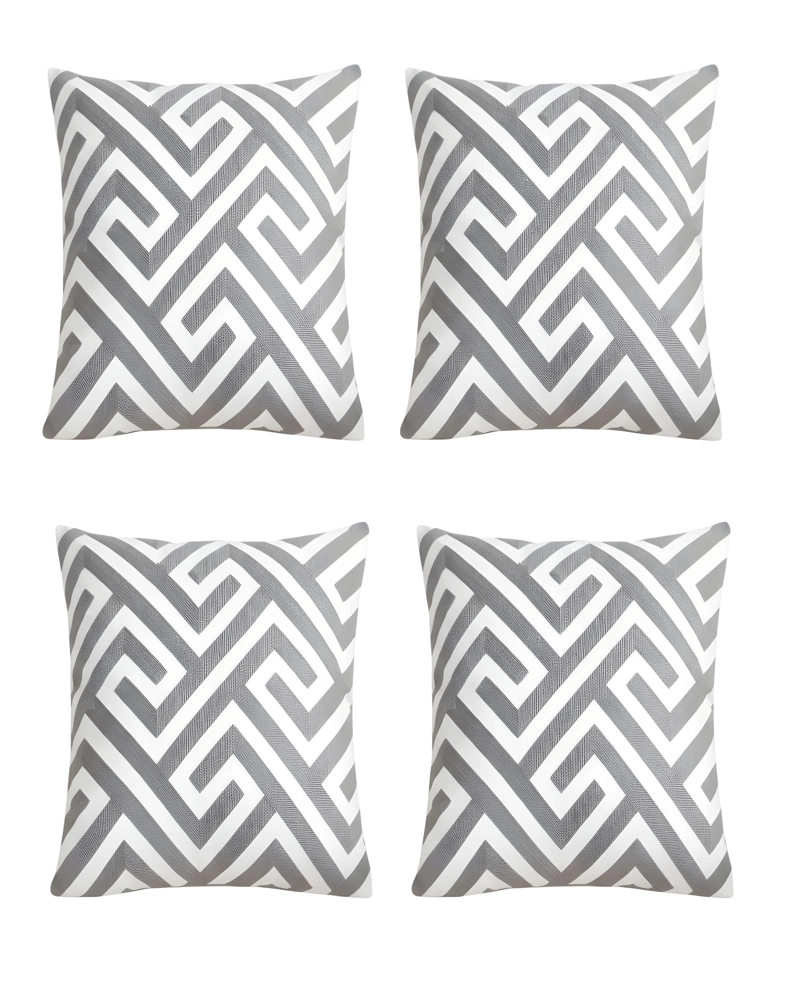 SET DE 4 FUNDAS DE COJIN BORDADAS 45X45CM GRIS - 1