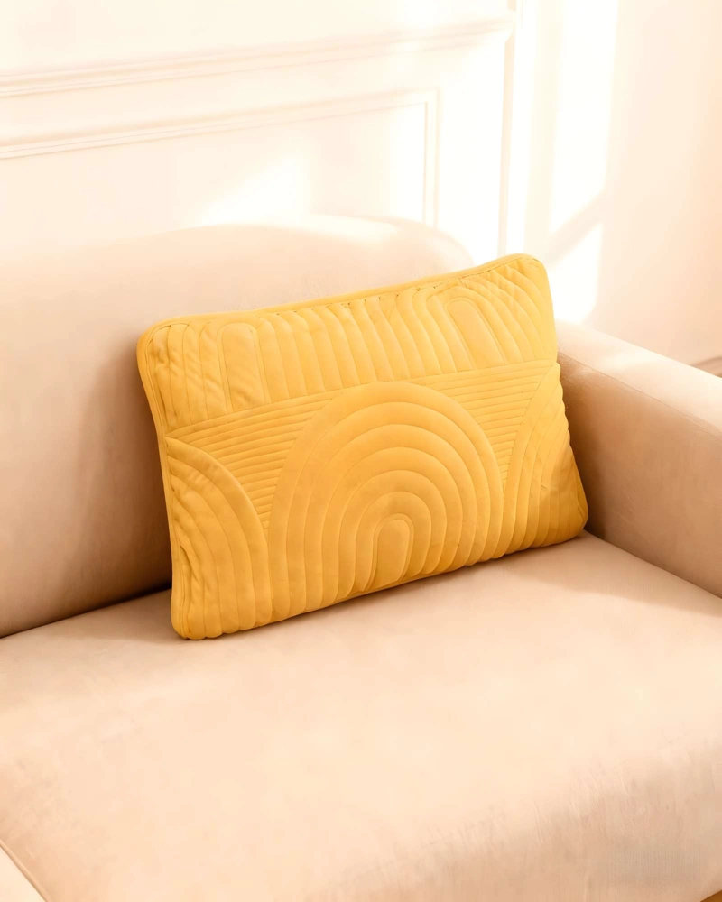 SET DE 4 FUNDAS DE COJIN SERIE ARCO 30X50 CM AMARILLO - 4