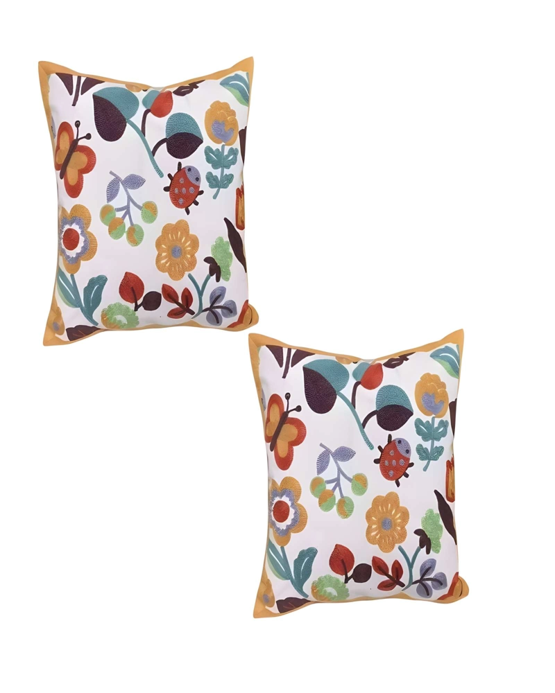 SET DE 2 FUNDAS DE COJIN BORDADAS 45X45CM BLANCO 03 - 1