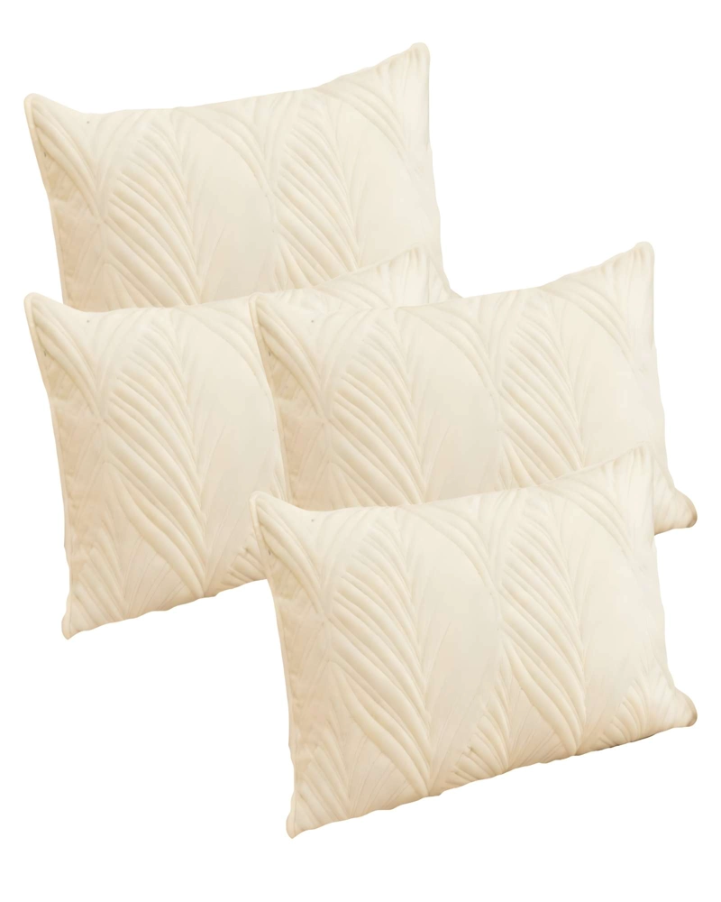 SET DE 4 FUNDAS DE COJIN SERIE HOJAS 30X50 CM BEIGE - 1