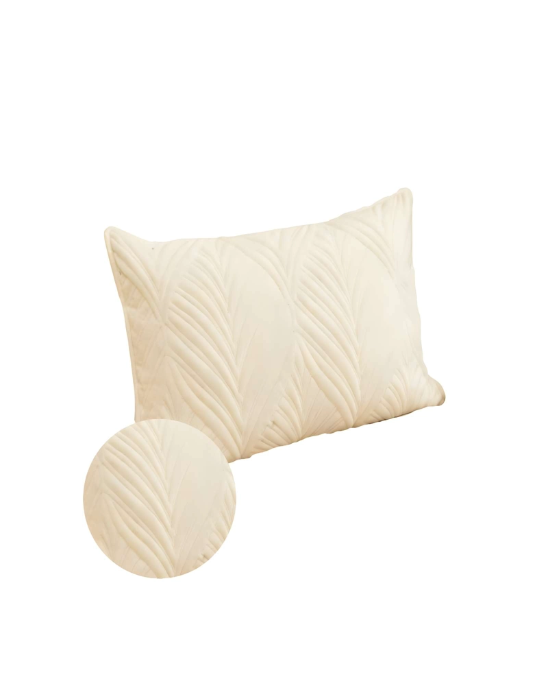 SET DE 4 FUNDAS DE COJIN SERIE HOJAS 30X50 CM BEIGE - 2