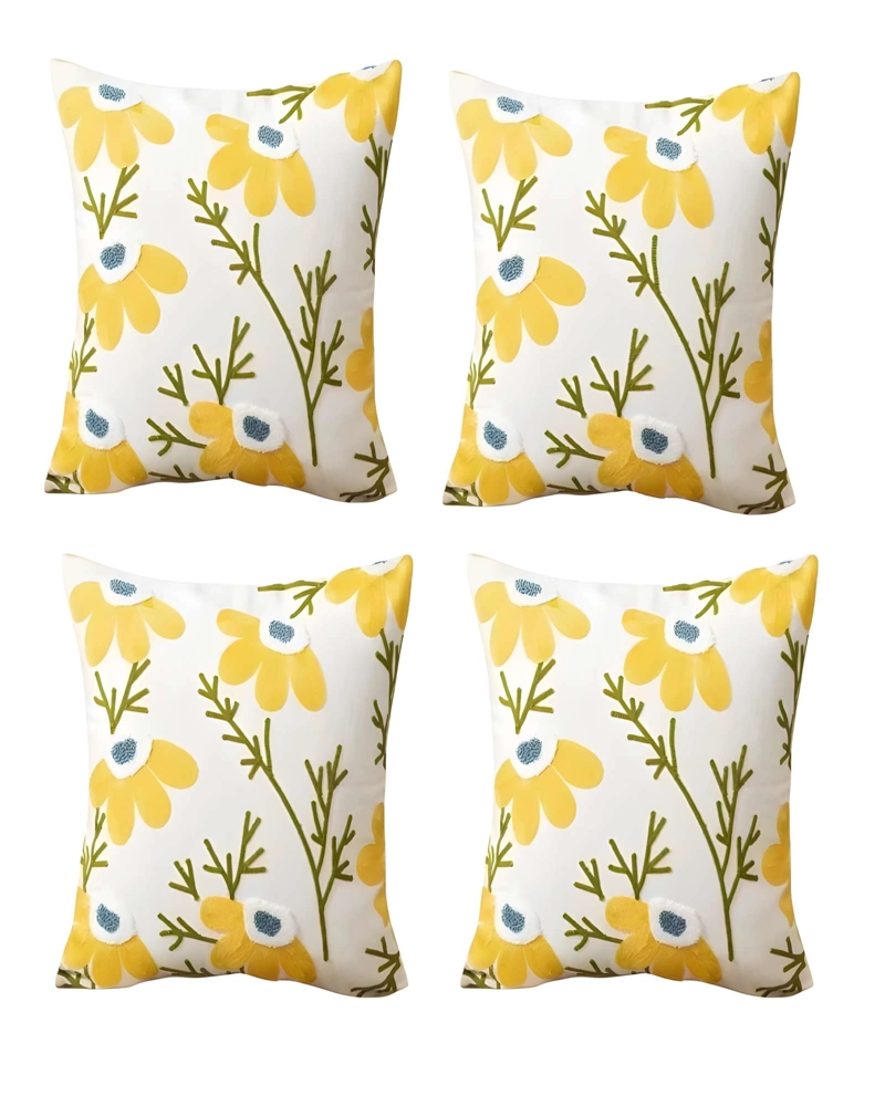 SET DE 4 FUNDAS DE COJIN BORDADAS 45X45CM BLANCO 06 - 1