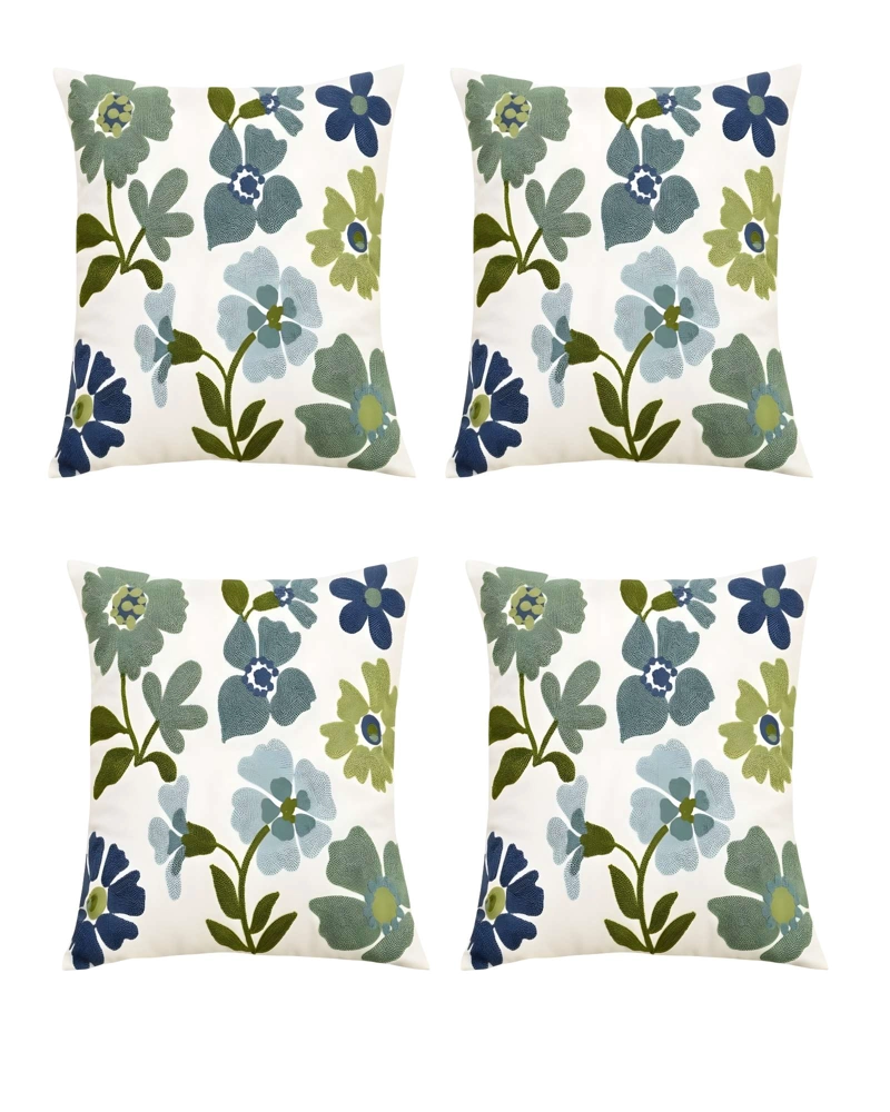 SET DE 4 FUNDAS DE COJIN BORDADAS 45X45CM BLANCO 11 - 1