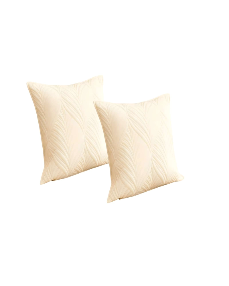 SET DE 2 FUNDAS DE COJIN SERIE HOJAS 45X45 CM BEIGE - 1