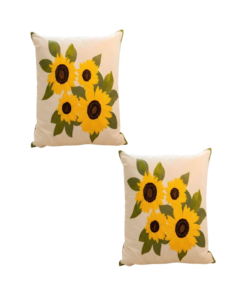 SET DE 2 FUNDAS DE COJIN BORDADAS 45X45CM BEIGE - 1
