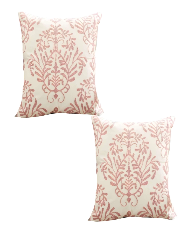 SET DE 2 FUNDAS DE COJIN BORDADAS 45X45CM BLANCO 14 - 1