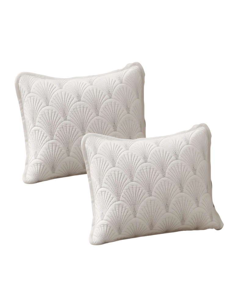 SET DE 2 FUNDAS DE COJIN SERIE ABANICO 30X50 CM BLANCO - 1