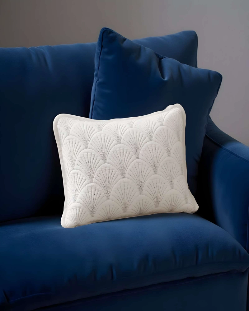 SET DE 2 FUNDAS DE COJIN SERIE ABANICO 30X50 CM BLANCO - 4